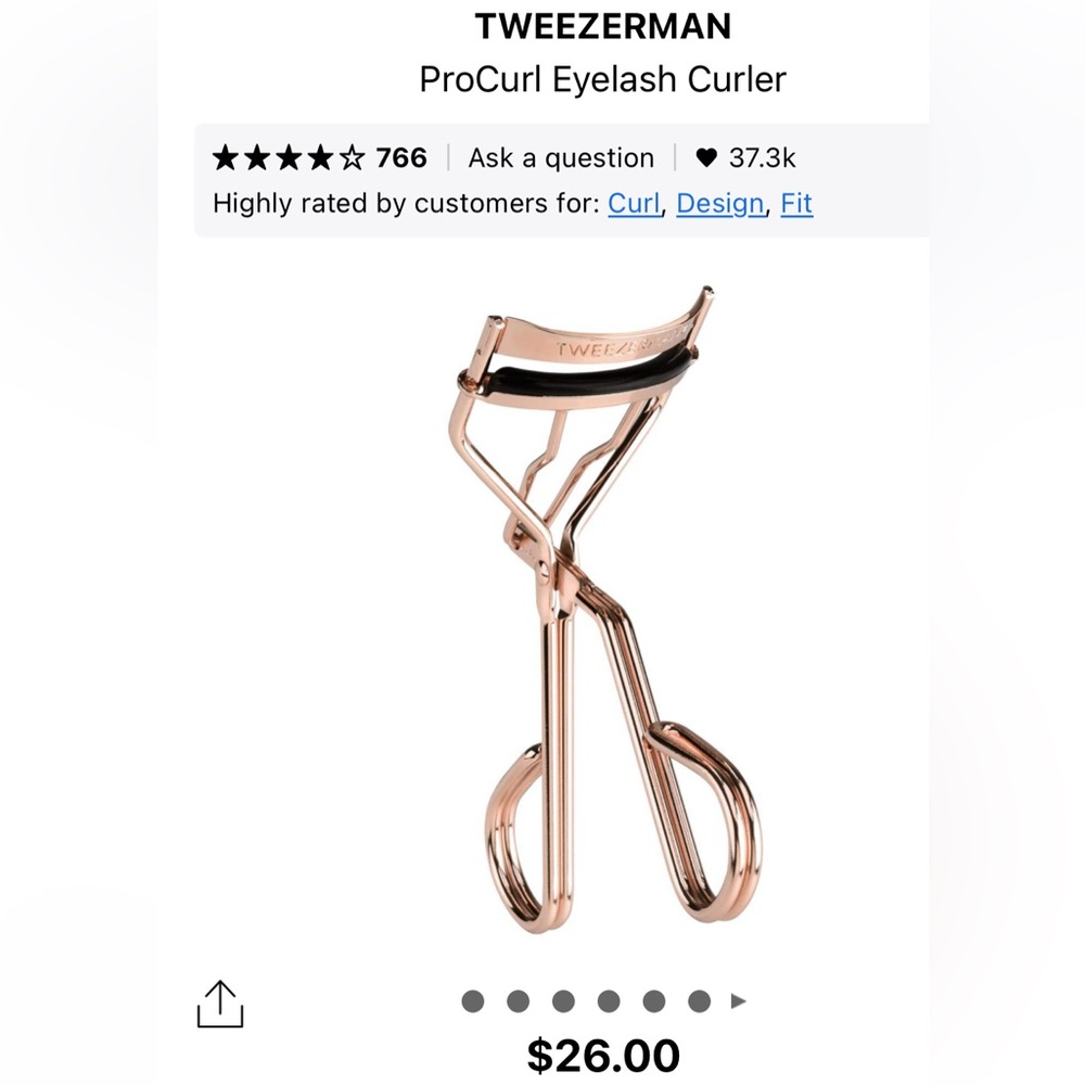 Tweezerman Rose Gold Eyelash Curler, New in Box - Picture 3 of 7